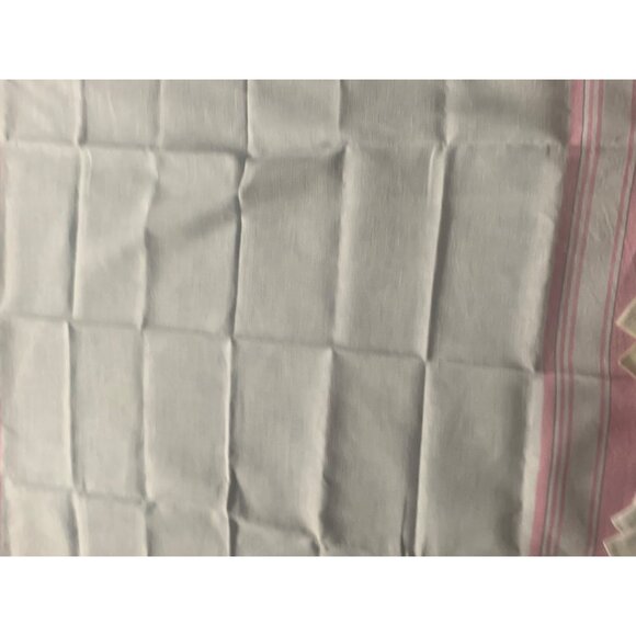 Vintage Plaid Cotton Tablecloth & Napkin Set in Pink & Aqua 48 inch - Picture 5 of 16